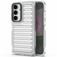 For Samsung Galaxy S25+ Case Stripe Design Anti-Slip Detachable TPU+PC Phone Cover - Transparent