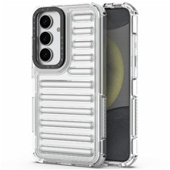 For Samsung Galaxy S25 Case Stripe Design Anti-Slip Detachable TPU+PC Phone Cover - Transparent