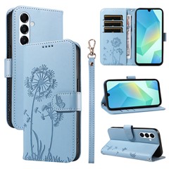 For Samsung Galaxy A17 5G / A17 4G / A26 5G / A16 5G / A16 4G Leather Case Wallet Phone Cover Dandelion Imprint - Sky Blue