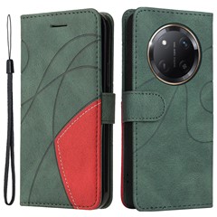 For Honor X60 Pro 5G / Magic7 Lite 5G / X9c 5G Leather Case Wallet Stand Color Splicing Phone Cover - Green