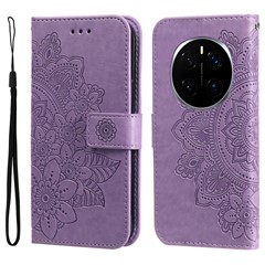 For Honor Magic7 Pro 5G Case Floral Pattern PU Leather Wallet Stand Phone Cover - Purple