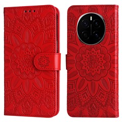 For Honor Magic7 5G Case Sunflower Imprint Leather Wallet Phone Cover - Red
