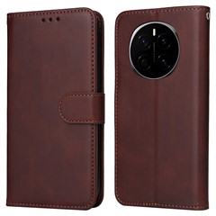 For Honor Magic7 5G Case Wallet PU Leather Folio Flip Phone Cover - Brown