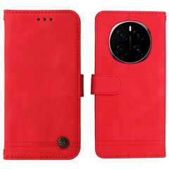 For Honor Magic7 5G Leather Wallet Cases Skin Touch Phone Cover Stand with Strap - Red