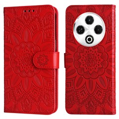 For TECNO Spark 30 4G Case Sunflower Imprint Leather Wallet Phone Cover - Red
