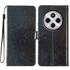 For Xiaomi Redmi A4 5G Wallet Case Glitter Anti-Scratch Leather Phone Cover Stand - Black