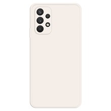 For Samsung Galaxy A32 4G (EU Version) Rubberized TPU Shockproof Phone Case Straight Edge Microfiber Lining Design Protective Cover - Beige