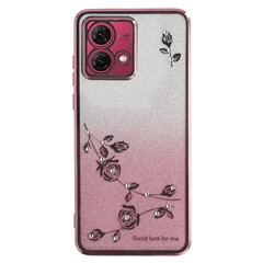 KADEM For Motorola Moto G84 5G Case Flower TPU Flexible Gradient Phone Cover - Rose Gold