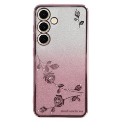 KADEM For Samsung Galaxy S25+ Case Flower TPU Flexible Gradient Phone Cover - Rose Gold