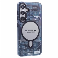 YOUNGKIT For Samsung Galaxy S25 Magnetic Case IMD Circuit Board PC TPU Phone Cover Matte Finish - Grey