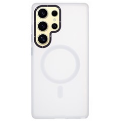 YOUNGKIT For Samsung Galaxy S25 Ultra Matte Magnetic Case PET TPU Shockproof Phone Cover - White