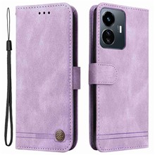 For vivo Y77 5G / Y77e 5G / Y77e (t1) 5G / iQOO Z6 Lite 5G Leather Wallet Cases Skin Touch Phone Cover Stand with Strap - Purple