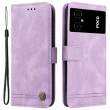 For Xiaomi Poco M4 5G / M5 (India) 4G Leather Wallet Cases Skin Touch Phone Cover Stand with Strap - Purple