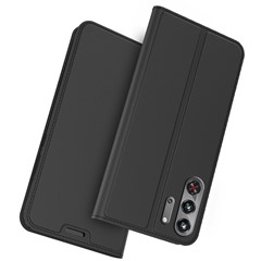 For ZTE nubia Red Magic 10 Pro 5G Case PU Leather Phone Cover with Card Holder Stand Magnetic Closure - Black