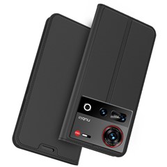 For ZTE nubia Z70 Ultra 5G Case PU Leather Phone Cover with Card Holder Stand Magnetic Closure - Black