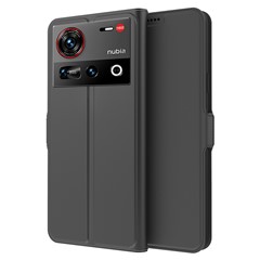 For ZTE nubia Z70 Ultra 5G Case Shockproof TPU Inner Shell Leather Phone Cover Card Slot - Black