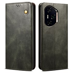 For Honor 300 Pro Case Crazy Horse Texture Waxy Leather Wallet Stand Phone Cover - Green