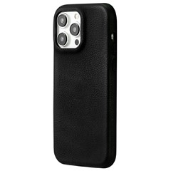 For iPhone 14 Pro Max Phone Case Skin Touch Litchi Texture Leather Coated PET Mobile Cover - Black