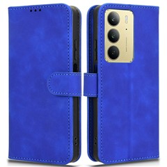For Realme C75 4G Leather Case Skin Feel Anti Drop Wallet Flip Phone Cover - Blue
