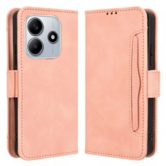 For Xiaomi Redmi Note 14 5G Leather Case Phone Wallet Cover with Multiple Card Slots - Pink