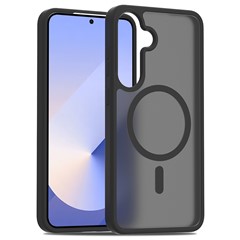 For Samsung Galaxy S25+ / S24+ Magnetic Case TPU Frame Acrylic Back Phone Cover Skin Touch - Black