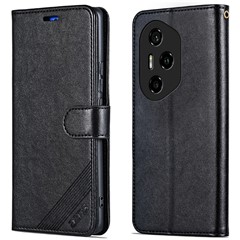 AZNS For Honor 300 Pro Case Anti-Scratch PU Leather Stand Wallet Phone Cover - Black
