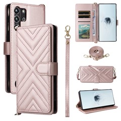 For ZTE nubia Red Magic 10 Pro 5G / 10 Pro+ 5G Wallet Case with Shoulder / Wrist Strap Leather Phone Cover Stand - Pink