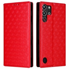 For ZTE nubia Red Magic 10 Pro 5G / 10 Pro+ 5G Wallet Case Rhombus Imprinted Leather Phone Cover - Red