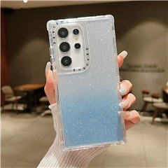 For Samsung Galaxy S25 Ultra Case Glitter Design PC + TPU Shockproof Phone Cover - Blue