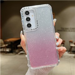 For Samsung Galaxy S25 Case Glitter Design PC + TPU Shockproof Phone Cover - Pink