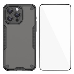 WANLONFENG MFFJ Series For iPhone 13 Pro Case Anti Drop TPU Phone Back Cover with Screen Film - Black