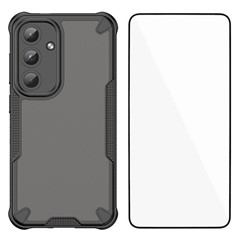 WANLONFENG MFFJ Series For Samsung Galaxy S24+ Case Anti Drop TPU Phone Back Cover with Screen Film - Black