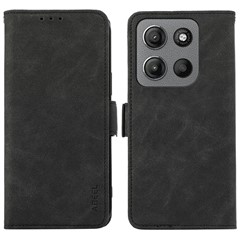 ABEEL For Motorola Moto G15 4G  /  G05 4G Case PU Leather Folio Stand View RFID Blocking Phone Cover - Black