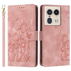 For Motorola Moto X50 Ultra 5G / Edge 50 Ultra 5G Tulip Leather Case Phone Cover with 5 Card Slots Wallet - Pink