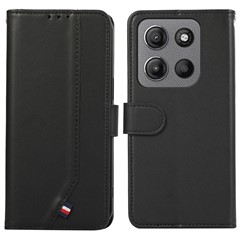 For Motorola Moto G17 Power 4G / G17 4G / G15 4G Case RFID Blocking Flip Leather Phone Cover - Black