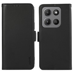 ABEEL For Motorola Moto G17 Power 4G / G17 4G / G15 4G Case Leather Phone Cover with RFID Blocking Wallet - Black