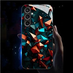 For Samsung Galaxy A56 5G Case Call Flash Series Pattern Printing Tempered Glass + TPU Combo Phone Case - Colorful Diamond Pattern