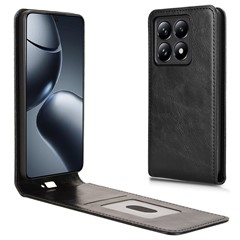 For Xiaomi 14T Pro Case with Card Slot Magnetic Vertical Flip Leather Phone Cover - Black