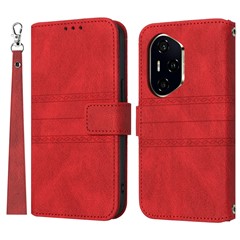 For Honor 300 Pro Case Wallet Skin-Touch Leather Imprinted Phone Cover - Red