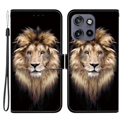 Leather Case For Motorola Edge 60 Neo 5G / Edge 50 Neo 5G / Moto S50 5G / Thinkphone 25 5G Pattern Printing Flip Wallet Phone Cover with Lanyard - Lion Head