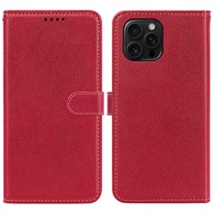 For iPhone 14 Pro Max Leather Case Litchi Texture Wallet RFID Blocking Phone Cover - Red