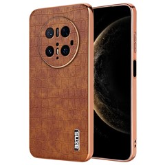 AZNS For Huawei Mate 70 Pro / 70 Pro+ Case Electroplating Crocodile Texture PU + TPU Phone Cover - Brown