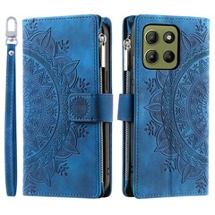 Style 006 For Motorola Moto G15 4G Wallet Case PU Leather Phone Cover Mandala Flower Pattern - Blue