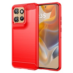 For Motorola Edge 60 Neo 5G / Edge 50 Neo 5G / Moto S50 5G / ThinkPhone 25 5G Case Carbon Fiber Texture Brushed Phone Back Cover - Red
