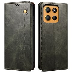 For Motorola Moto G17 Power 4G / G17 4G / G15 4G Case Crazy Horse Texture Waxy Leather Wallet Stand Phone Cover - Green