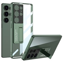 GKK For Samsung Galaxy S25 Ultra Case Kickstand TPU + PC Phone Shell Electroplating - Midnight Green
