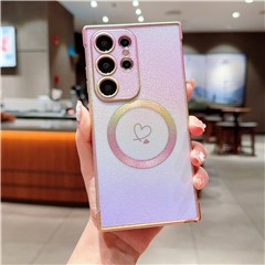 For Samsung Galaxy S25 Ultra Magnetic Case TPU Dazzling Color Electroplated Phone Back Cover - Purple