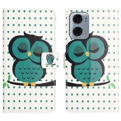 For Motorola Moto E15 4G  /  G05 4G Case Pattern Print PU Leather Wallet Phone Cover - Dots Owl