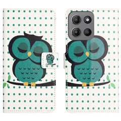 For Motorola Moto G17 Power 4G / G17 4G / G15 4G / G15 Power 4G Case Pattern Print PU Leather Wallet Phone Cover - Dots Owl