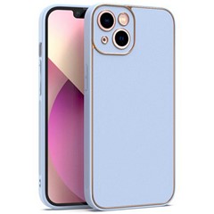 SIMPLY ROAR For iPhone 15 Case PU Leather + TPU Electroplating Phone Cover - Blue